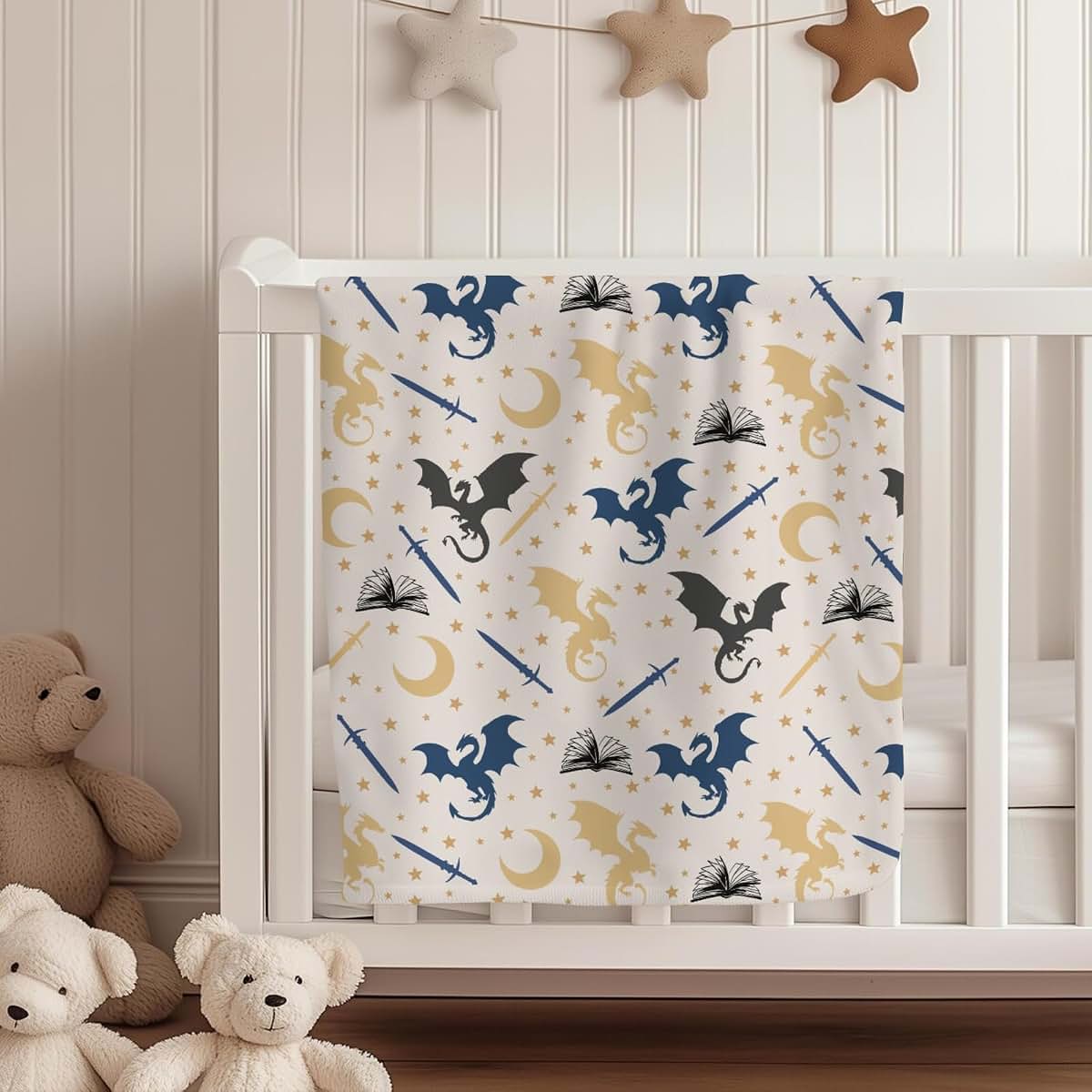 Cstdyfrv Fantasy Dragons and Books Soft Flannel Baby Blanket (photo 4)