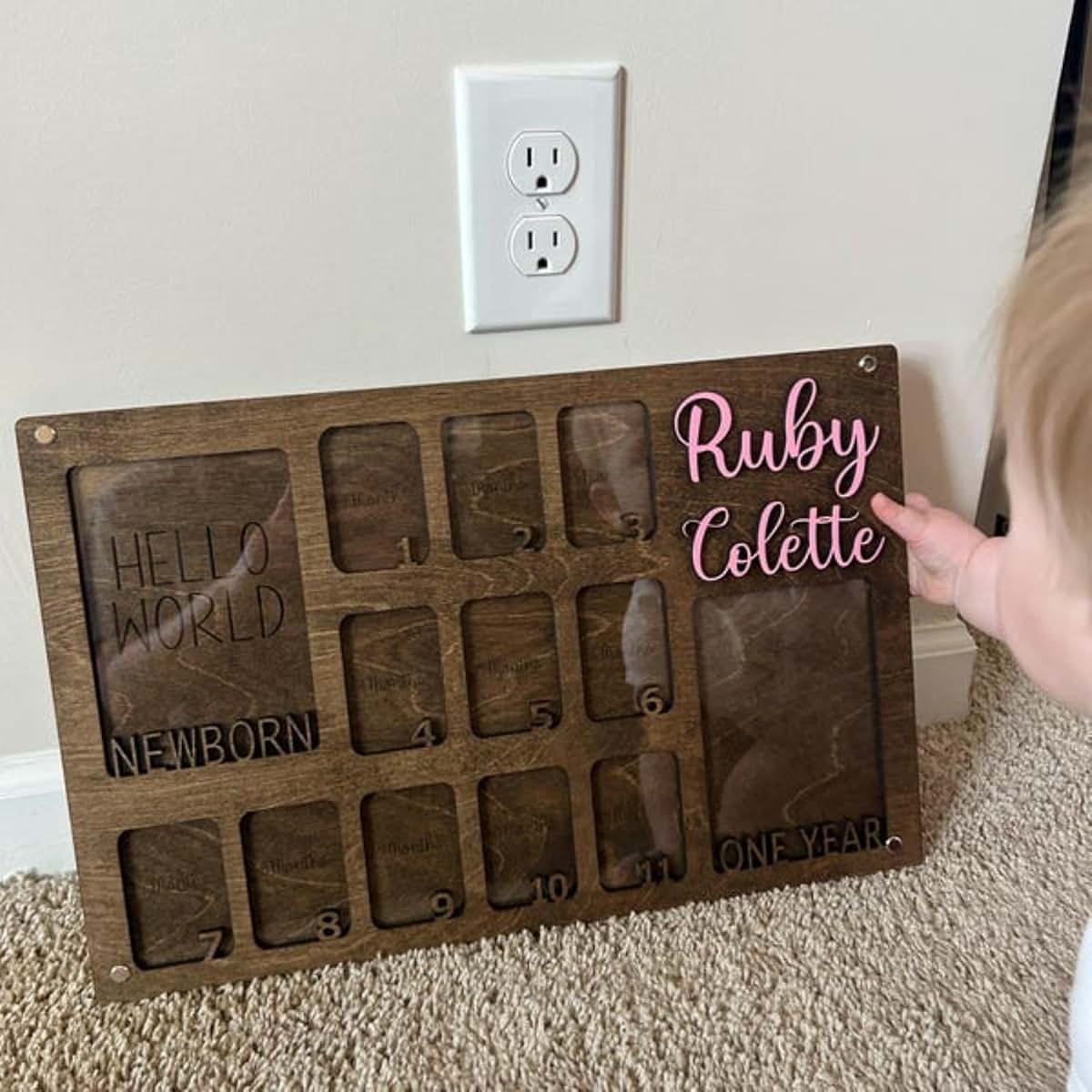 Andisijq My First Year Photo Frame Personalized Baby Milestone Keepsake