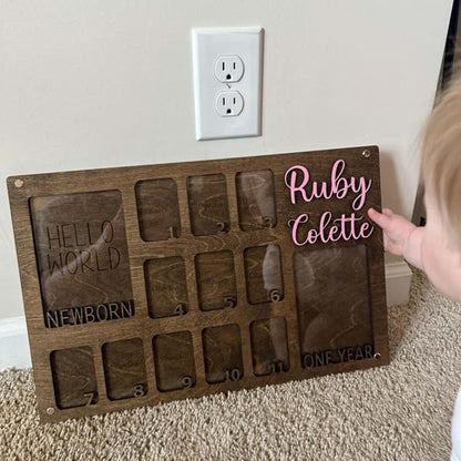 Andisijq My First Year Photo Frame Personalized Baby Milestone Keepsake