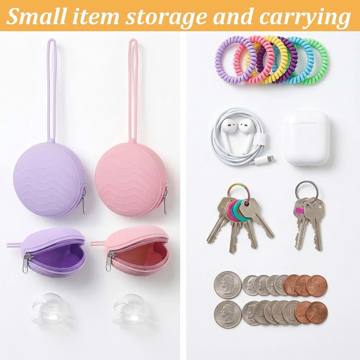 MveLwodx 2 Pack Pacifier Holder Case, Silicone Pacifier Case Container with Strap, with 2 Transparent Storage Box (photo 4)