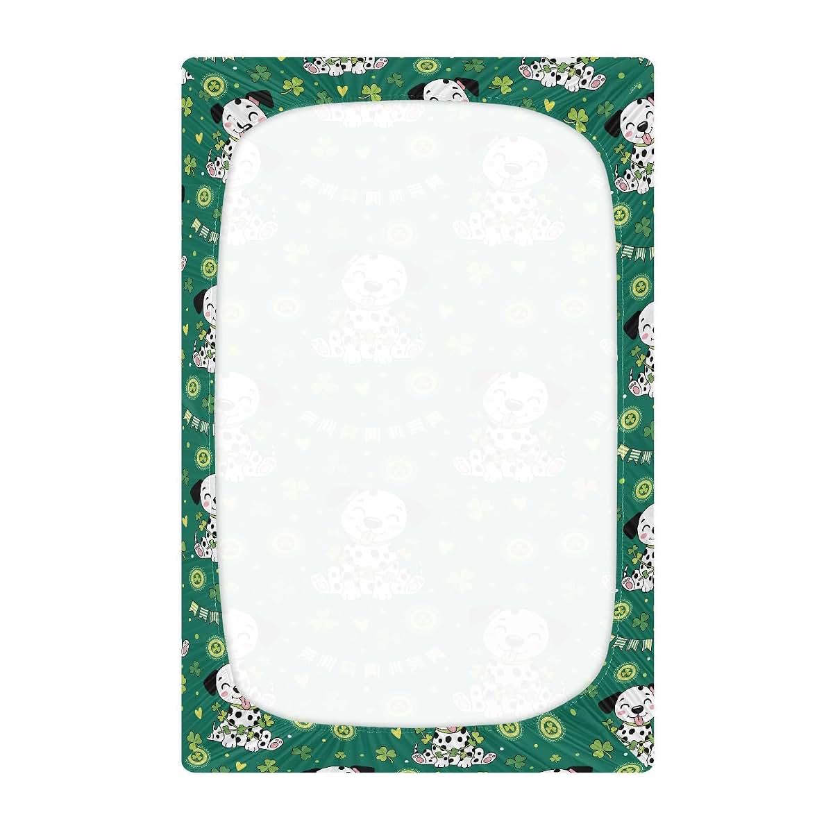 St. Patrick's Day Dog Shamrock Fitted Crib Sheet, Standard Crib Mattress Size