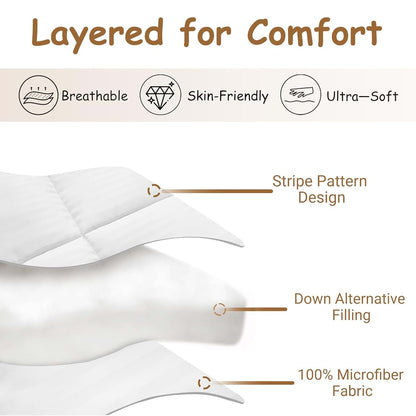 ZPECC Toddler Down Alternative Comforter, 39" x 47", White Stripe (photo 3)