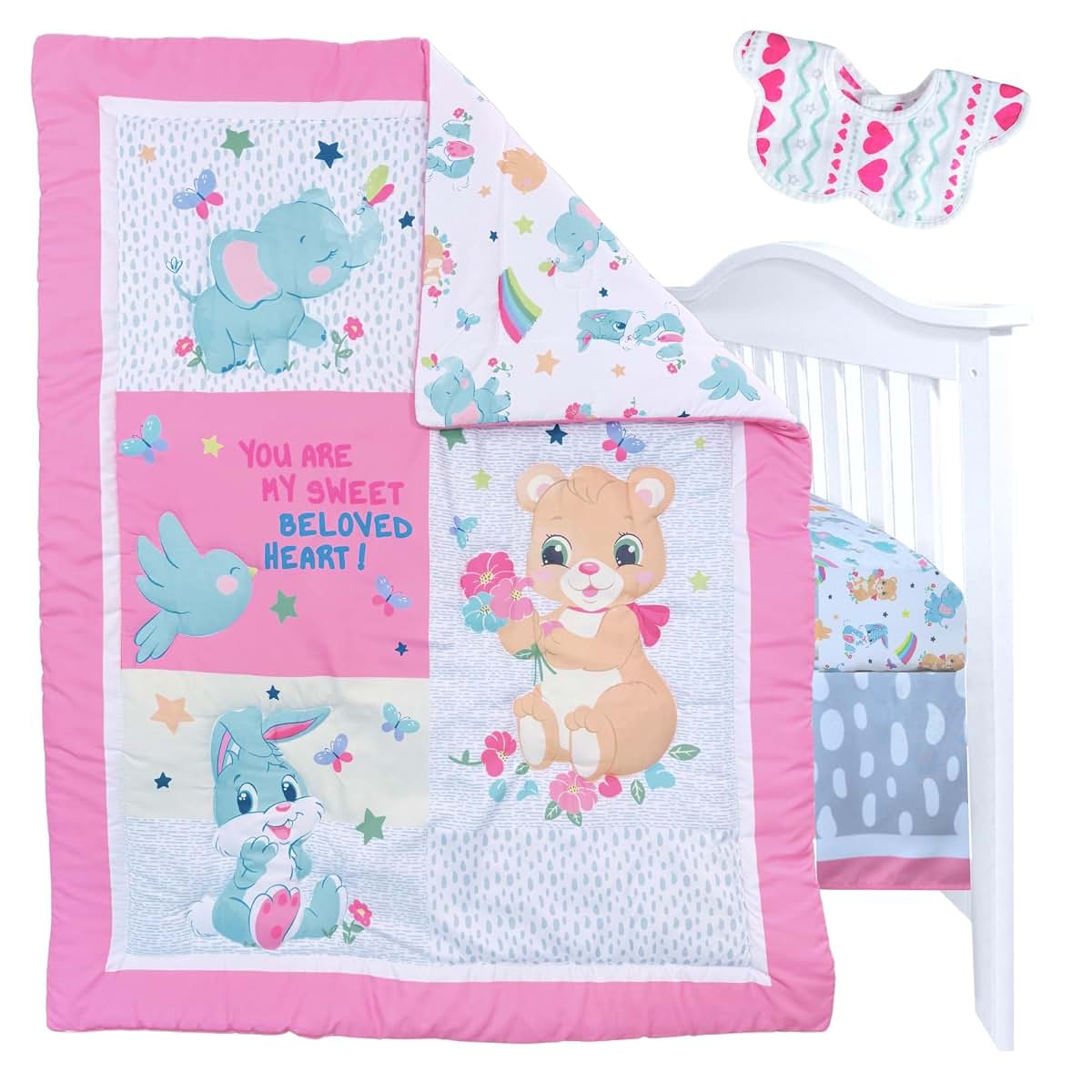 TrenD'Lay 4 Piece Crib Bedding Set for Nursery Use