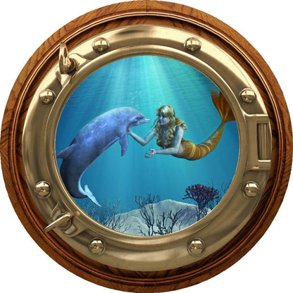 Stickit Graphix 12" Porthole 3D Window Wall Sticker Mermaid Dolphin