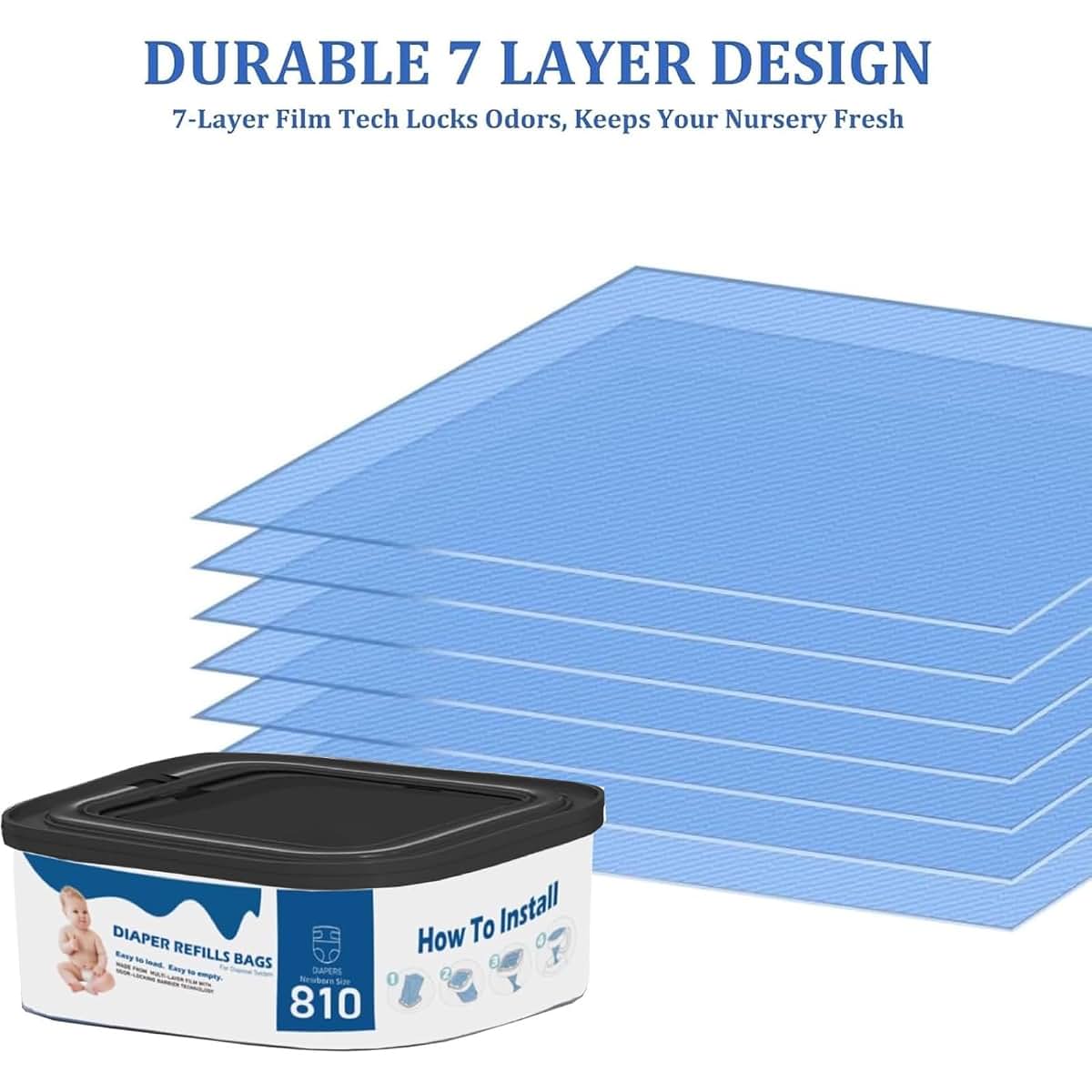 xenxeng 4 Pack Jumbo Square Bags Refill Compatible with Diaper Genie Compact (photo 3)