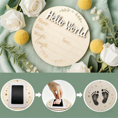 XCMVCN Wooden Baby Announcement Sign With Ink Pad (photo 2)