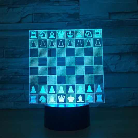 Jinnwell 3D Chess Night Light Lamp Illusion 7 Color Changing Touch Switch Table Desk Decoration Lamps Led Christmas