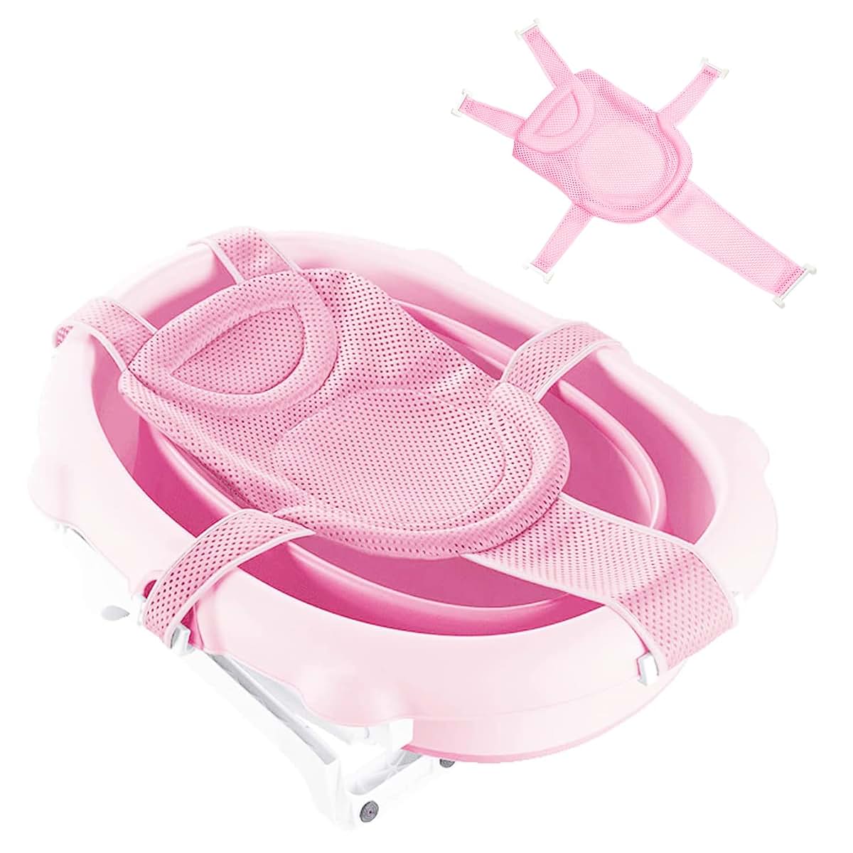 WFIST Pink Baby Bath Seat Support Net with Soft Headrest