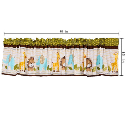 CribMATE Green Elephant Lion Giraffe Nursery Window Valance (photo 3)
