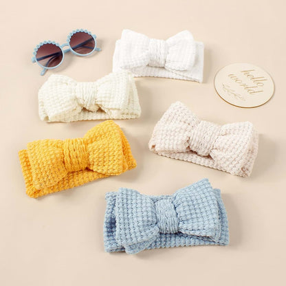 JIAHANG Baby Bows Waffle Turban Head Wraps 9 Pack Set