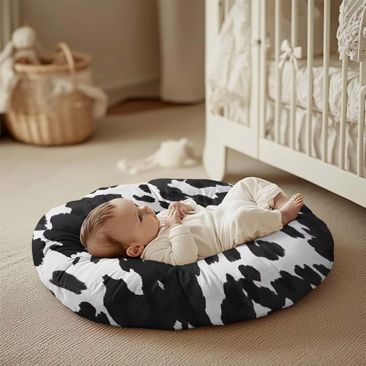 Oamsistay Newborn Lounger Cover, Milk Cow Pattern, Soft Polyester Slipcover