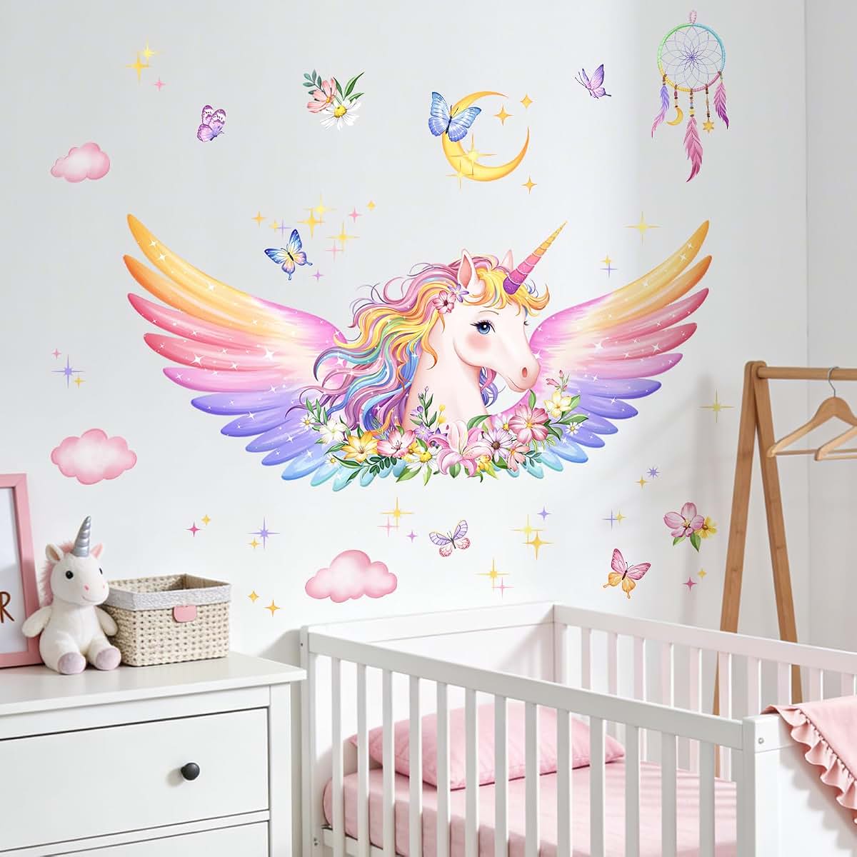 Unicorn and Cloud Vinyl Wall Decals for Girls' Nursery Bedroom Decor