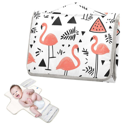 Kagirah Flamingo Fizz Pattern Portable Changing Pad With Built-in Pillow