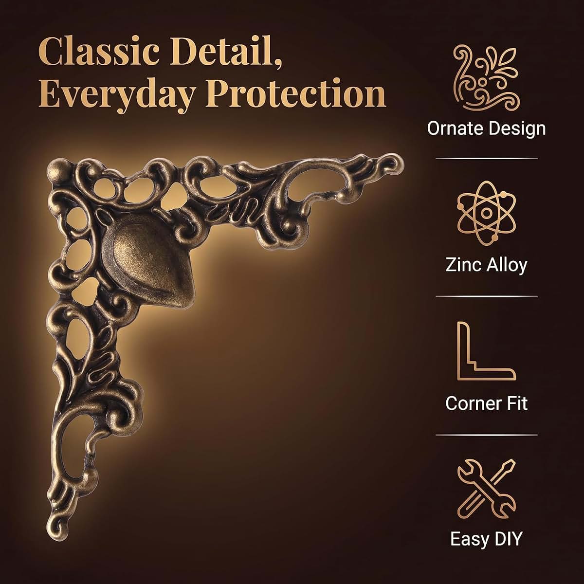 30 Pcs Antique Bronze Decorative Corner Protectors For Frames Boxes Albums