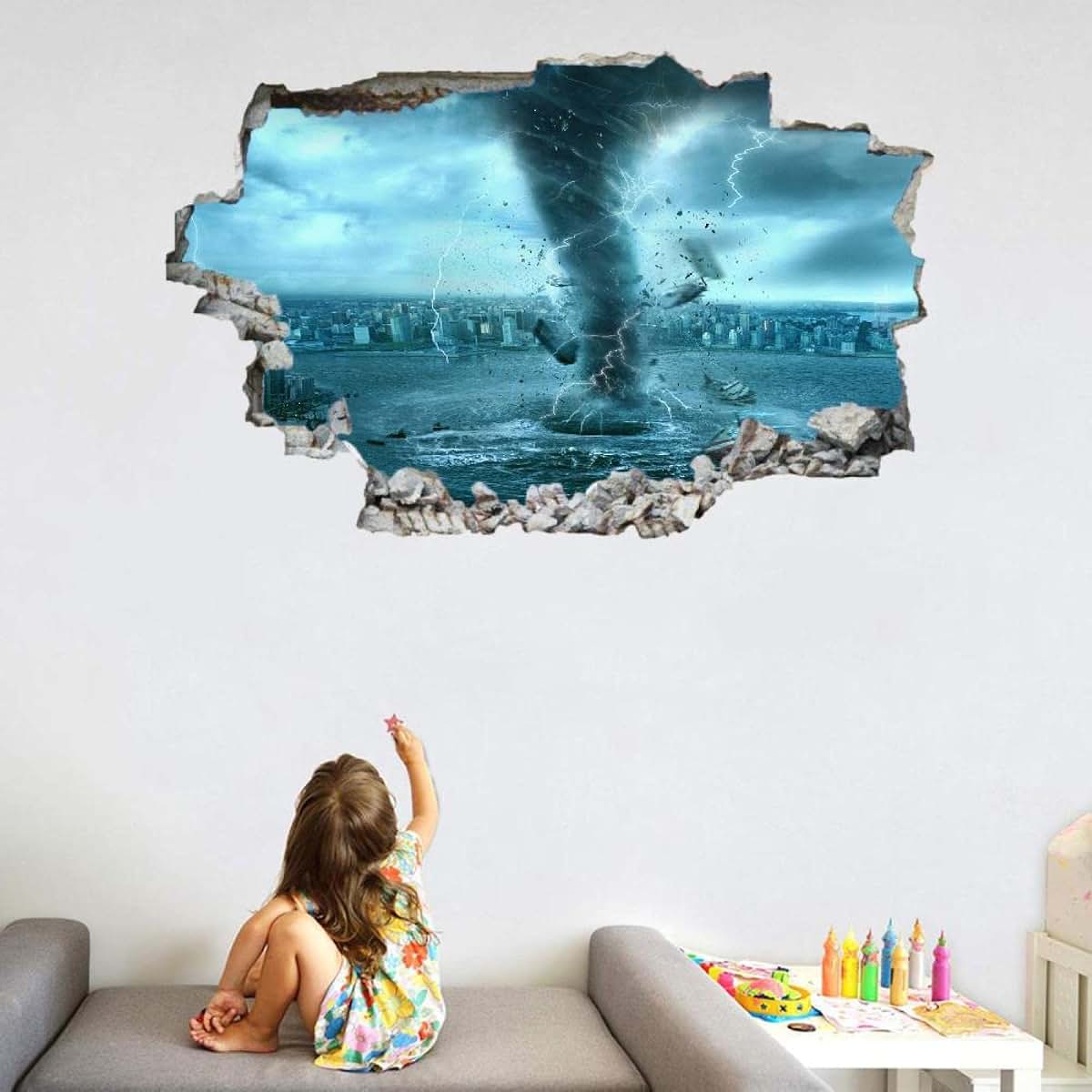 Kuletkear Tornado Landscape 3D Wall Decor Mural