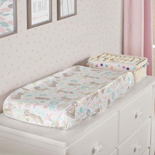 Lush Decor Pixie Fox Geo Changing Pad Cover, 2 Pack, Soft Microfiber
