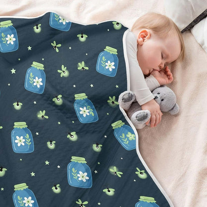 WIFIU Jar Flowers Fireflies Baby Blanket 30x40 in
