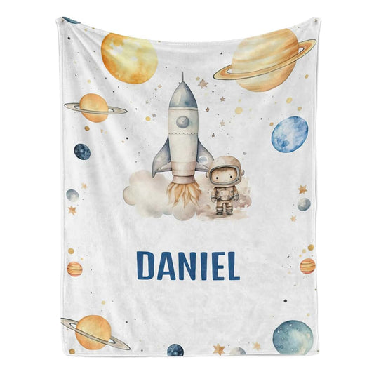 CADE Custom Blanket with Name Boy Flannel Personazlied Bed Blanket,Newborn Swaddle Baby Items Throw Blanket for
