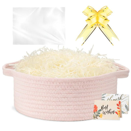 Momolette Small Woven Basket In Pink For Storage And Gifting