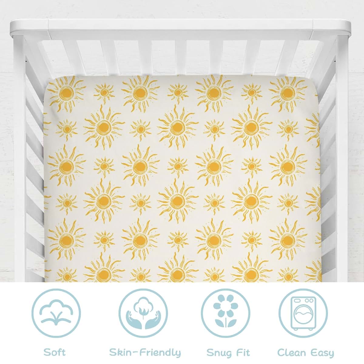 Dpjkevw Tribal Sun Totem Fitted Crib Sheet, Golden Polyester Nursery Bedding (photo 3)