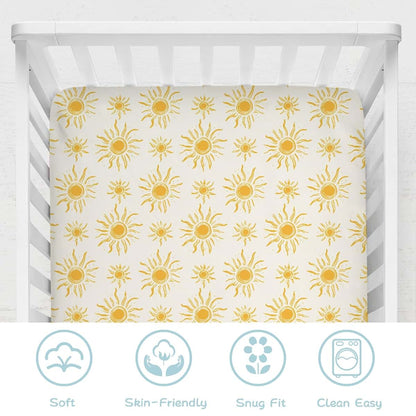 Dpjkevw Tribal Sun Totem Fitted Crib Sheet, Golden Polyester Nursery Bedding (photo 3)