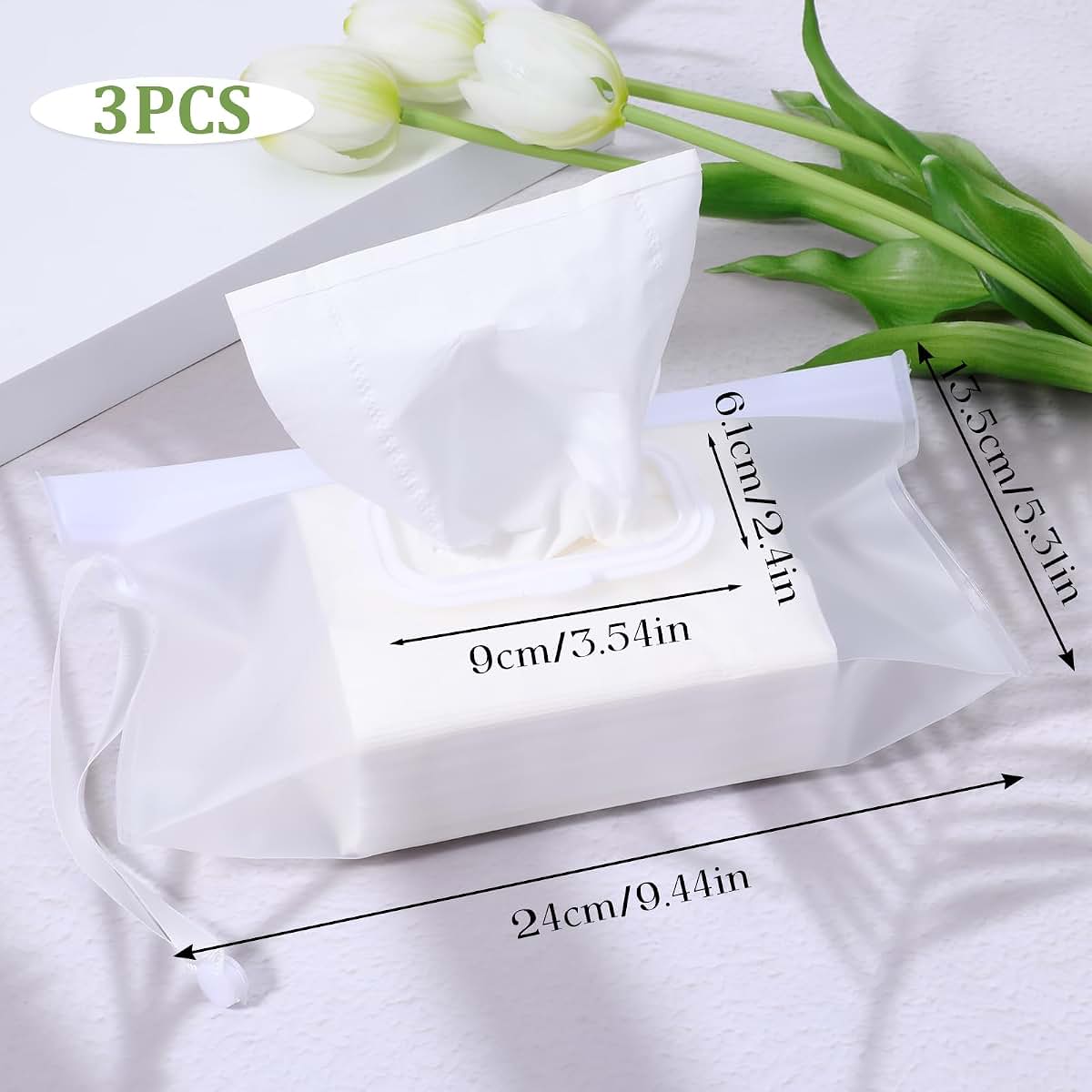 JIYIN Portable Wet Wipe Pouch Dispenser 3 Pcs Clear Wipe Holder (photo 2)