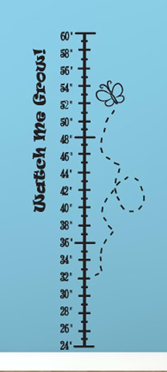 Wall Slicks Growth Chart Butterfly Wall Decals Stickers, Black, 36"