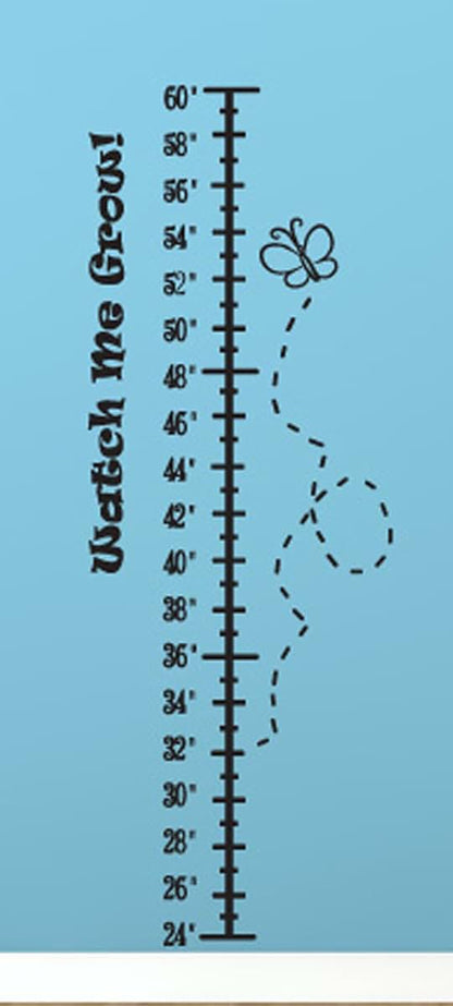 Wall Slicks Growth Chart Butterfly Wall Decals Stickers, Black, 36"