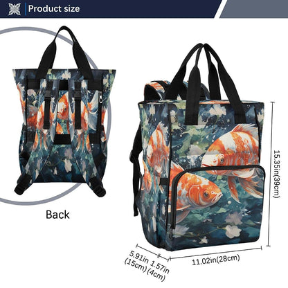 LINNIKEEEE Watercolor Painting Fish Diaper Bag Travel Backpack Large Capacity Tote Mom Bags for Dad Women Girls