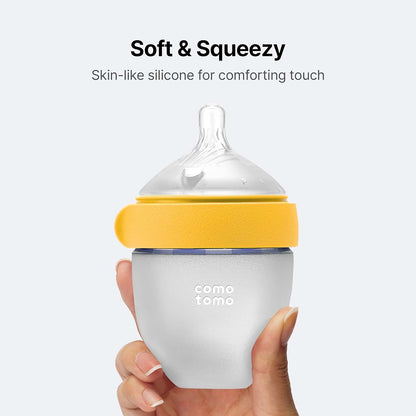 Comotomo Silicone Baby Bottle Gen 2 5oz True Slow-Flow, Yellow