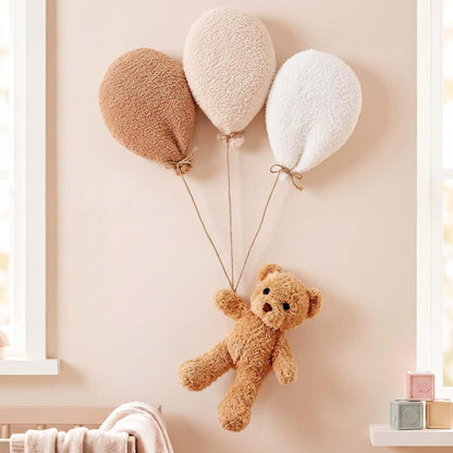 CrystalSylara Teddy Bear Nursery Wall Decor Boho Balloon Nursery Wall Art