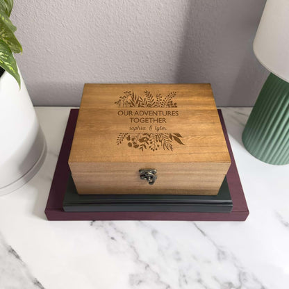 Let's Make Memories Personalized Wooden Keepsake Box With Hinged Lid