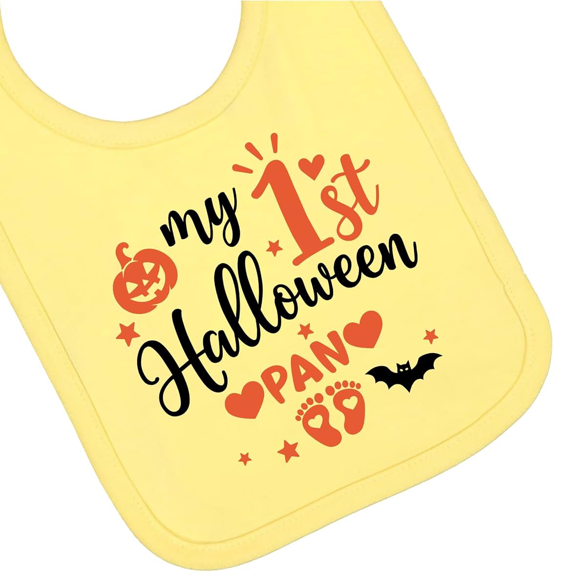 Smiling Jindo Personalized My 1st Halloween Baby Bib – Custom Name Bib – Pumpkin Footprint Design – Newborn Gift (photo 3)