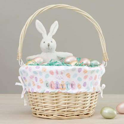 Personalization Universe Personalized Happy Easter Eggs Basket – Custom Kids Easter Egg Basket – Embroidered Easter Egg (photo 2)