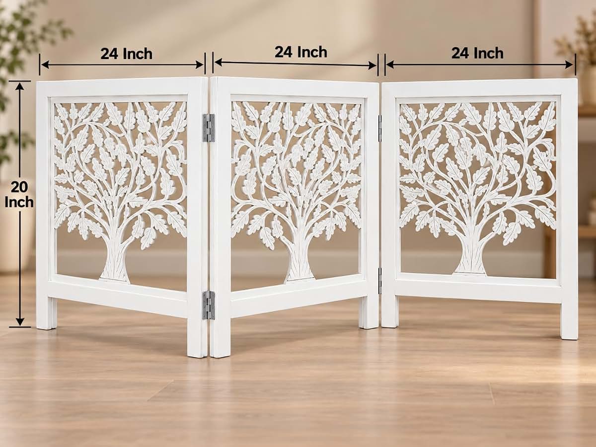 Bedding Craft Wooden Dog Gate, 3 Panel Foldable Pet Barrier (photo 3)