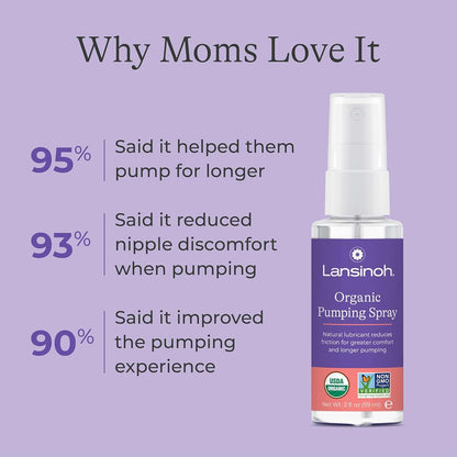 Lansinoh Organic Pumping Spray, Lanolin-Free Flange Lubricant, 2 Fl Oz
