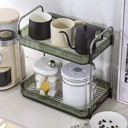 Equlup Mug Drying Rack With Drain Tray Double Layer Green