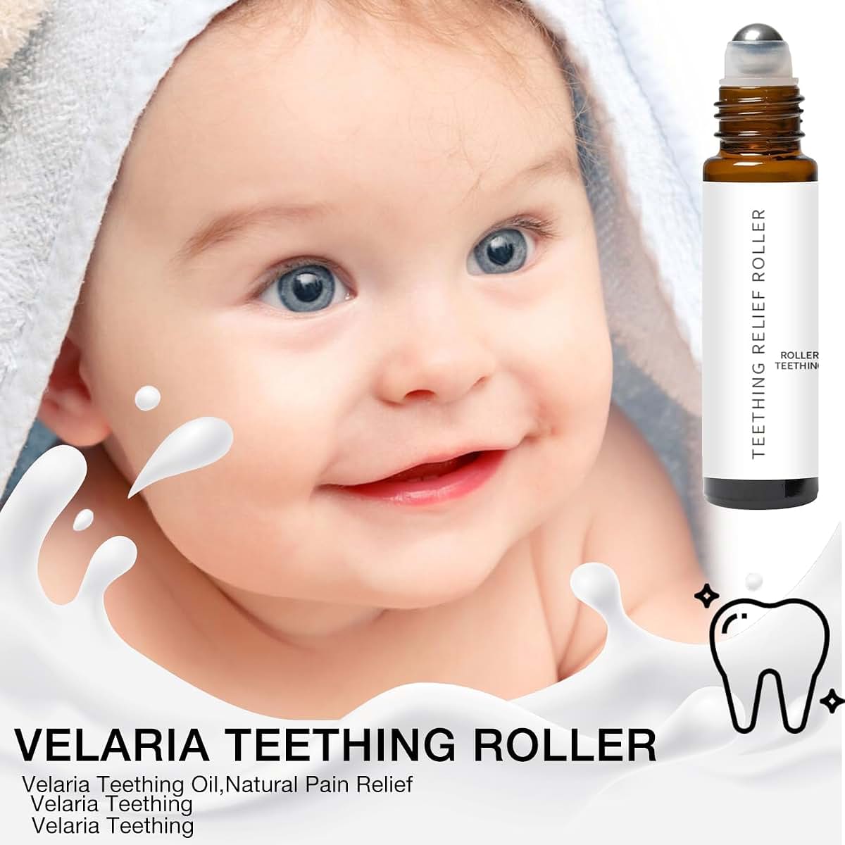 Velaria Teething Roller Oil for Babies, 3 Piece Set