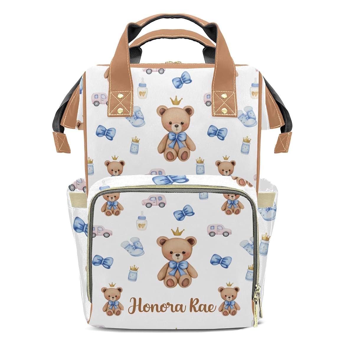 Joyestore Personalized Cute Bear Diaper Backpack With Custom Name