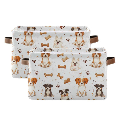 CWUPZAY Cartoon Dogs Toy Storage Basket Canvas Fabric Organizer