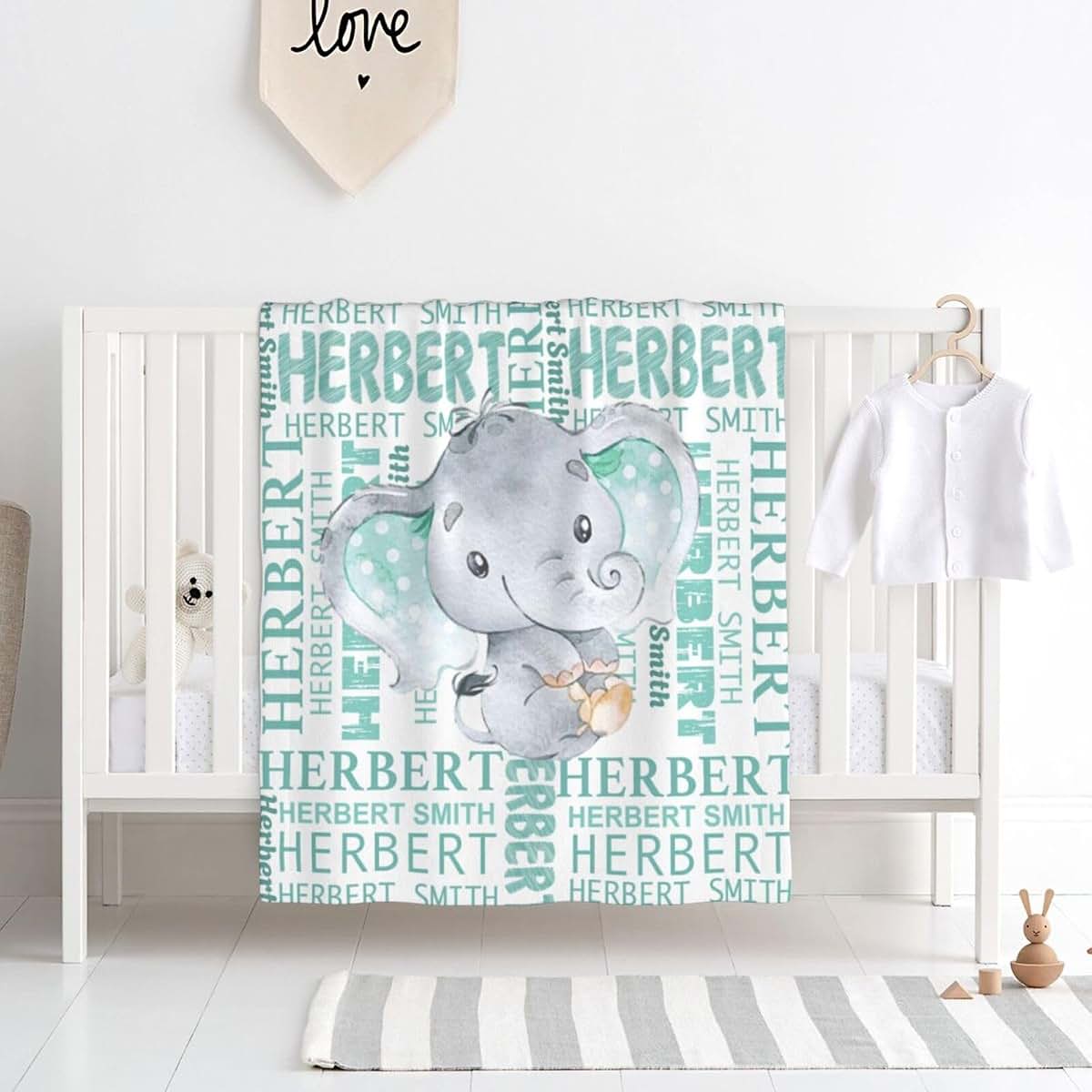 OFCCUSTOM Personalized Name Blankets Customized Baby Animal Blankets for Infant Toddler, Baby Gift Blanket for Birthday (photo 2)