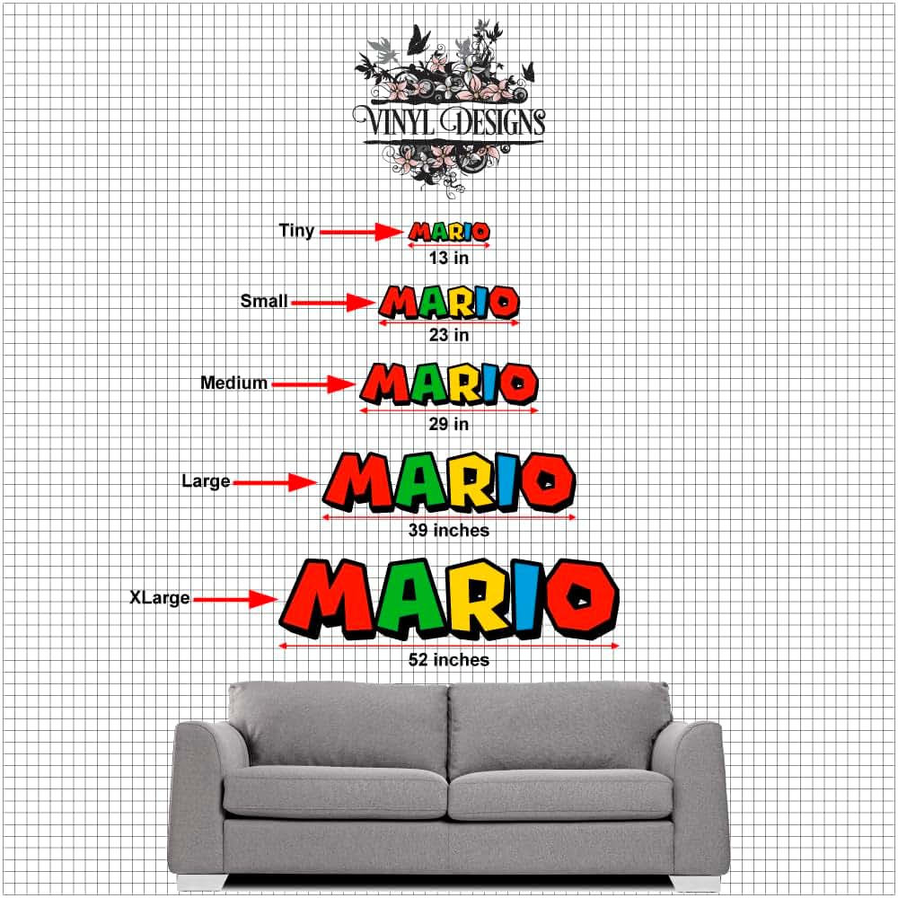 Vinyl Designs Super Mario Custom Name Wall Decal Sticker