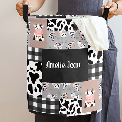 Joyestore Cow Print Patchwork Storage Bin And Laundry Hamper (photo 2)