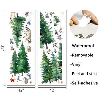 Mfault Watercolor Forest Animals Wall Decals – Woodland Birds Raccoon Hedgehog Nursery Decor