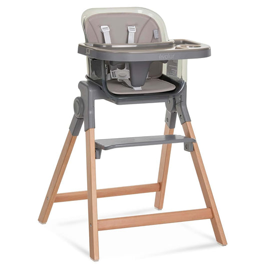 Evolur Tiny Throne 3-in-1 Convertible High Chair, Removable & Dishwasher Safe Tray, Converts to Booster Seat & Adult
