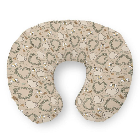 Selgkds Pastel Boho Valentine's Day Nursing Pillow Covers Vintage Heart Leaves Bees Arrows Soft Stretchy Nursing Cover
