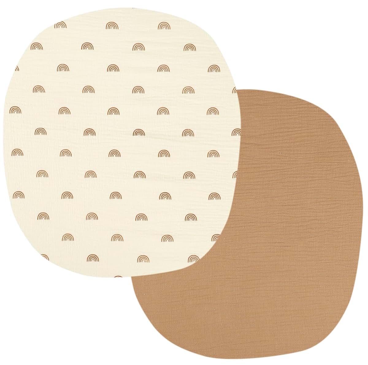 Onacosht Muslin Bassinet Sheets 2 Pack | 100% Cotton Small Round Fit