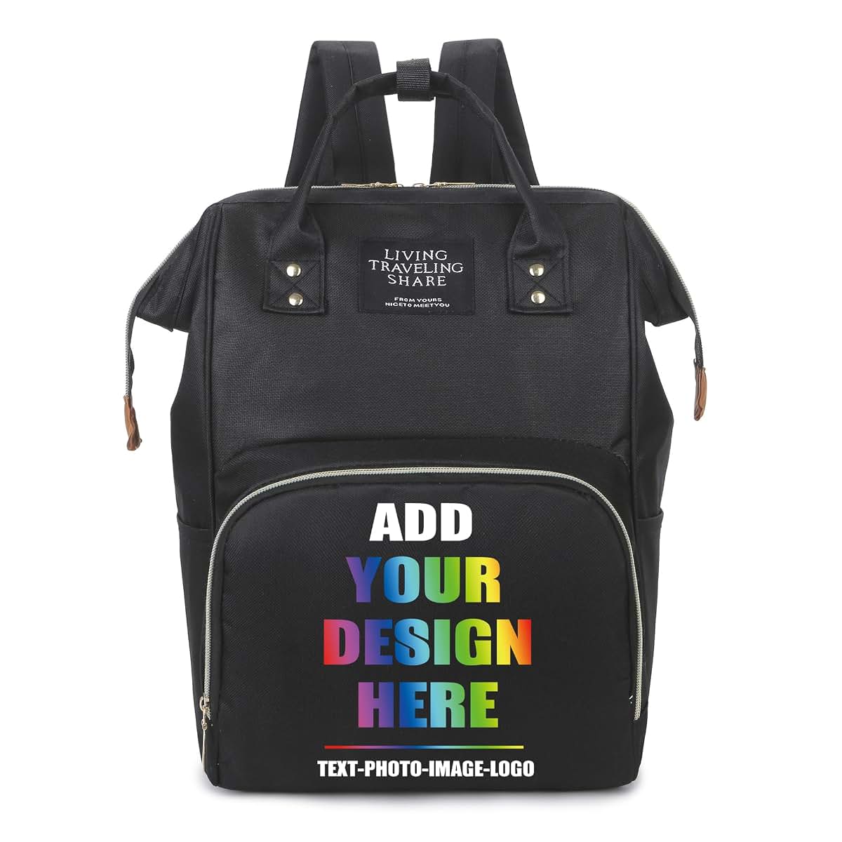 SMALL COLOR Custom Diaper Bag Personalized Diaper Bag Backpack With Insulated Pocket For Women Custom Name (Black)