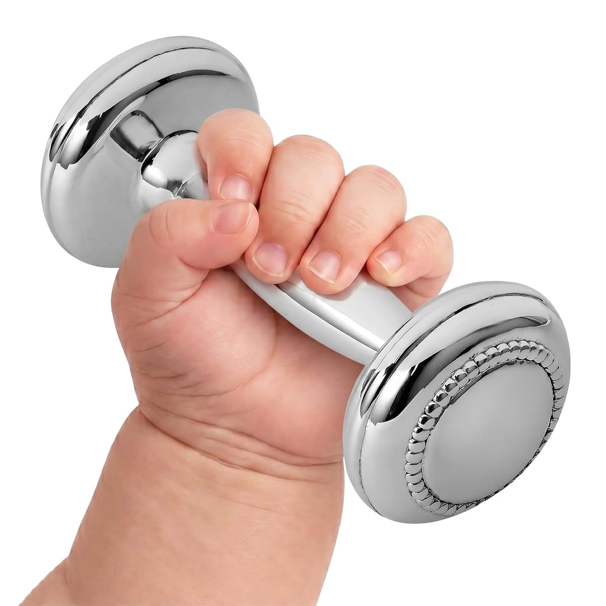 Krysaliis Miza Sterling Beaded Silver Dumbbell Rattle