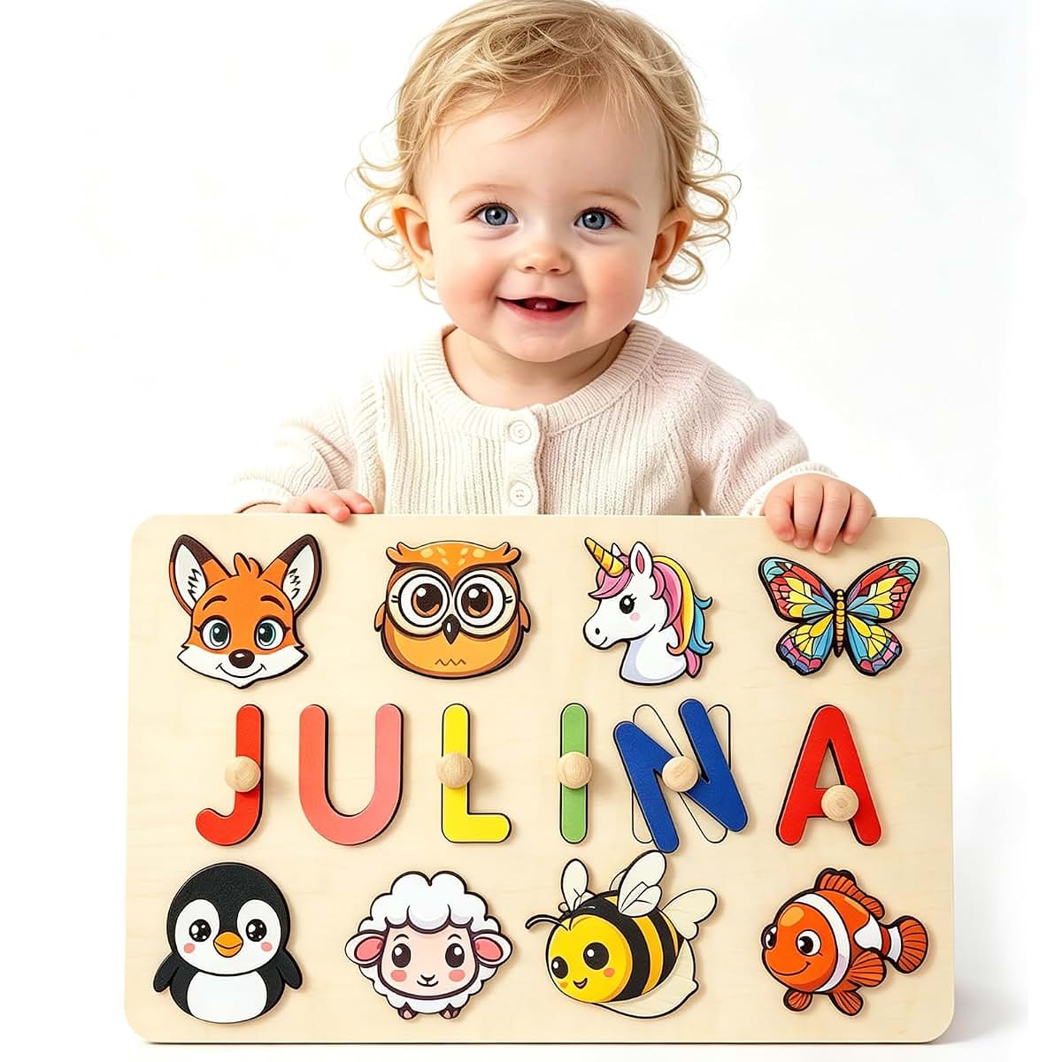 CSPGXQ Personalized Wooden Name Puzzle for Toddlers